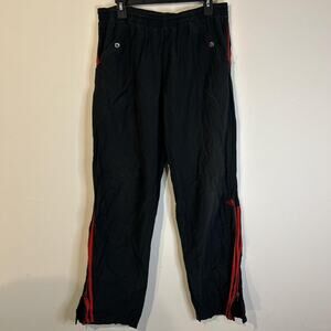 Men's Adidas Black Track Pants with Red Stripes and Ankle Zippers size large